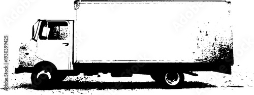 Abstract grunge delivery truck stencil design in high contrast for urban art and decor