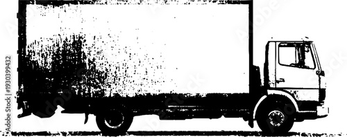 Grunge abstract delivery truck stencil design for urban art and industrial themes
