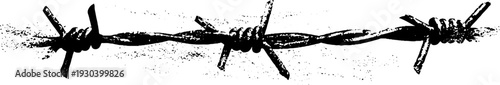 High contrast barbed wire twist in stencil style for industrial design and decor