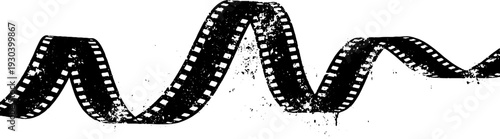 Vintage film strip silhouette in high contrast stencil style for retro design