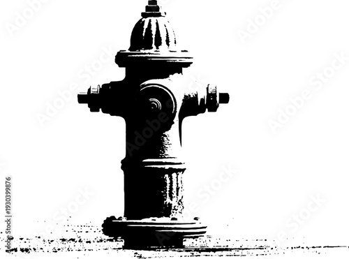 Fire hydrant silhouette stencil in high contrast for urban design and art