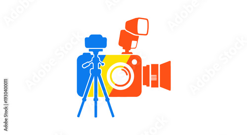 Camera and Lighting Equipment Graphic Illustration.