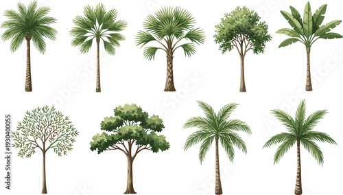 Tropical and Deciduous Tree Illustration Collection