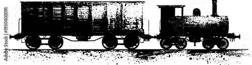 Vintage freight wagon silhouette in high contrast stencil style for retro design