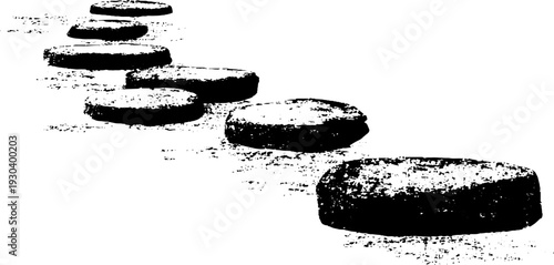 High contrast stencil style garden path stepping stones design for decor and print