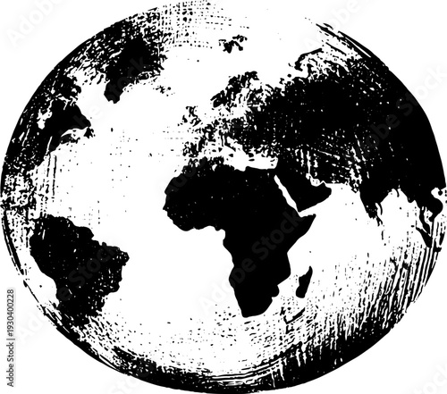Abstract globe with meridian lines in high contrast stencil style
