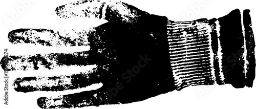 High contrast grunge glove with ribbed cuff in stencil design for artistic projects