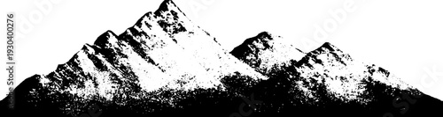 Golden hour ridge in stencil style high contrast mountain silhouette for design