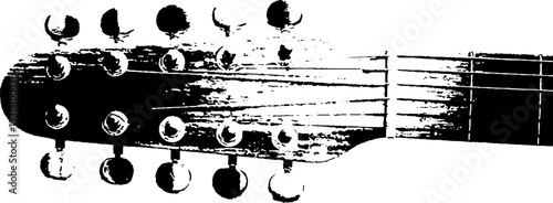 High contrast guitar string art with ice beads in stencil style