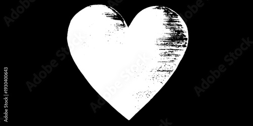 Grunge heart stencil icon in high contrast design for abstract art and decoration