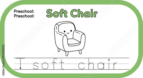 Cute Soft Chair Illustration for Preschool Learning and Alphabet Tracing