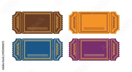 Vintage Ticket Labels Set Retro Coupon Badge Frame Collection