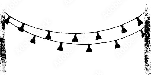 Holiday string lights in high contrast stencil style for festive décor design