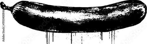 High contrast hot dog silhouette in stencil style for retro design