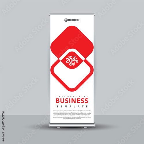 Modern Business Template Roll Up Banner with Rounded Square