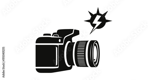 Black and white digital camera icon.