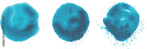 水彩イラスト 素材 セット 筆 透明 にじみ