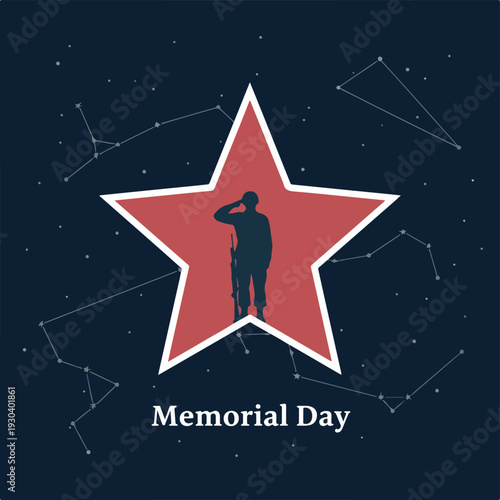 Memorial Day image featuring a soldier saluting inside a star