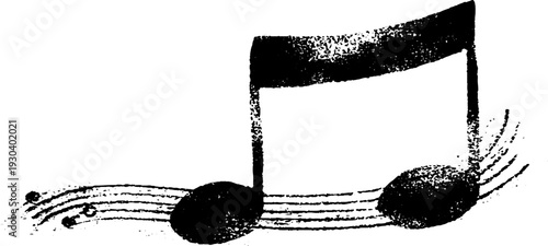 High contrast abstract music note symbol in stencil style for creative design and art projects