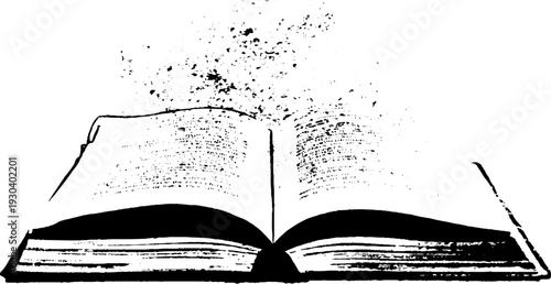 Vintage notebook with spiral binding in stencil style for abstract design concepts