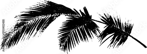 Tropical grunge palm leaf design in stencil style for creative projects