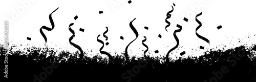 Abstract party celebration with confetti and ribbons in high contrast design