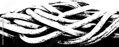 High contrast abstract pasta ribbon tangle stencil design