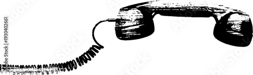 Vintage payphone handset silhouette in high contrast stencil style design