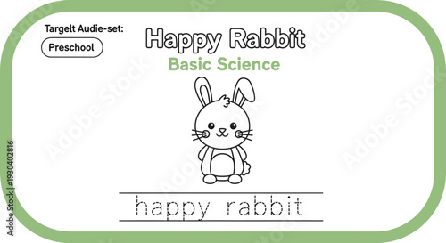 Happy Rabbit Preschool Basic Science Coloring Page for Kids