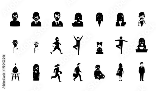 Colored Human Vector Icon Collection People Occupation Activity Flat Elements