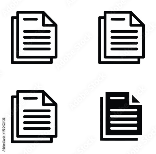 Document File Icons Simple Black Vector Illustration