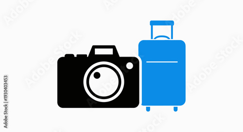 Camera and travel luggage icon.