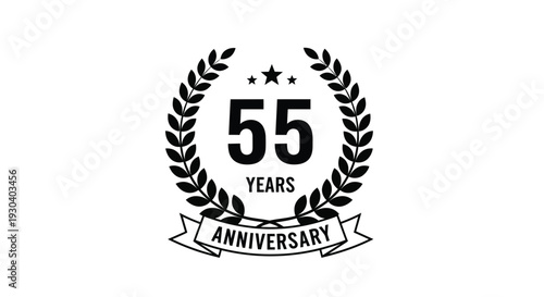 55 Years Anniversary Badge Laurel Wreath Celebration Emblem