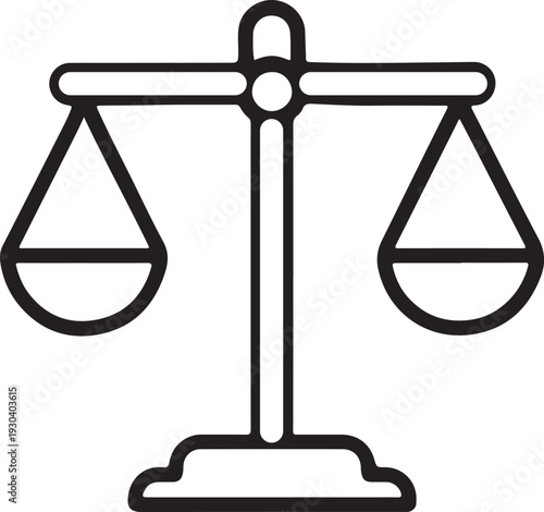 Justice Balance Scale Line Icon – Law Court Legal Equality Outline Vector Symbol
