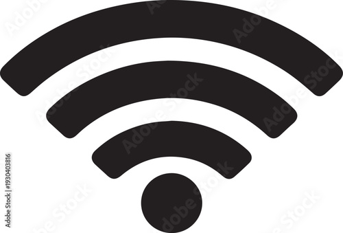 Minimal Flat Black Vector Icon of WiFi Signal Bars – Simple Solid Arcs – Transparent Background – SVG UI Design Symbol
