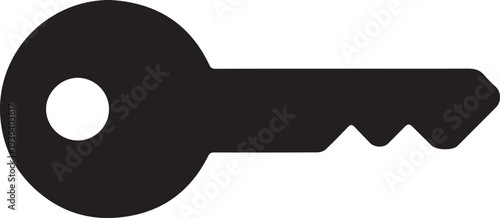 Minimalist Flat Black Vector Icon of a Key – Simple Silhouette – No Background – UI Design Symbol