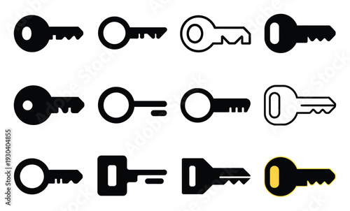 Key Icons Set Black Silhouette Vector Illustration