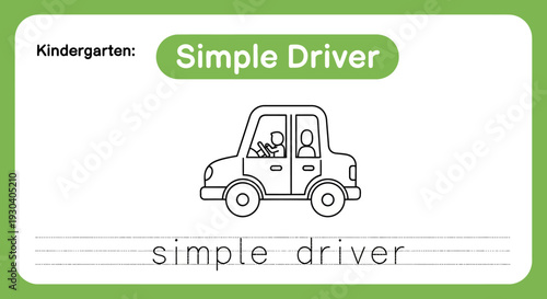 Kindergarten Simple Driver Car Illustration for Kids Education