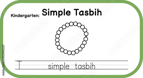 Kindergarten Simple Tasbih Islamic Prayer Beads Worksheet for Kids
