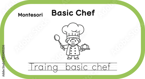 Montessori Basic Chef Training Worksheet for Kids - Line Tracing Activity