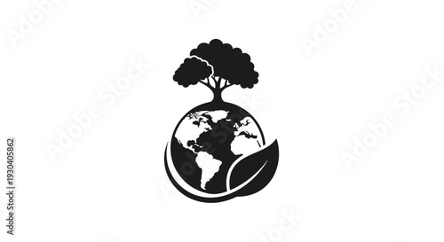 Earth Globe with Tree Leaves.