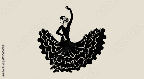 Flamenco Dancer Silhouette – Spanish Traditional Dance Vector Illustration