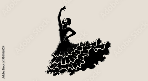 Flamenco Dancer Silhouette – Spanish Traditional Dance Vector Illustration