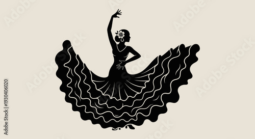 Flamenco Dancer Silhouette – Spanish Traditional Dance Vector Illustration
