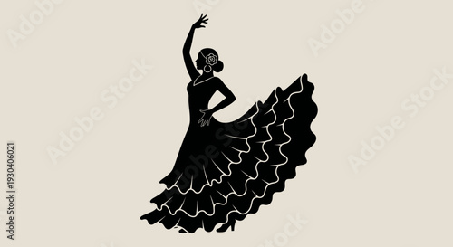Flamenco Dancer Silhouette – Spanish Traditional Dance Vector Illustration
