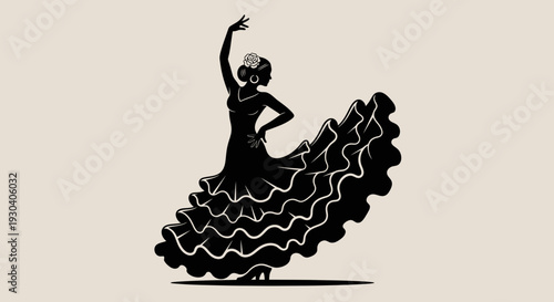 Flamenco Dancer Silhouette – Spanish Traditional Dance Vector Illustration