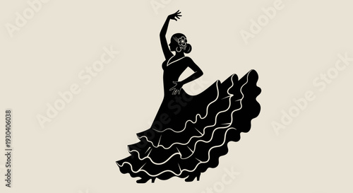 Flamenco Dancer Silhouette – Spanish Traditional Dance Vector Illustration