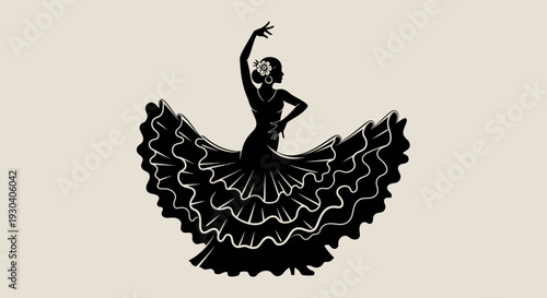 Flamenco Dancer Silhouette – Spanish Traditional Dance Vector Illustration