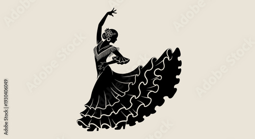 Flamenco Dancer Silhouette – Spanish Traditional Dance Vector Illustration