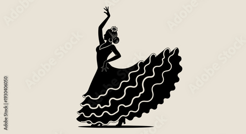 Flamenco Dancer Silhouette – Spanish Traditional Dance Vector Illustration